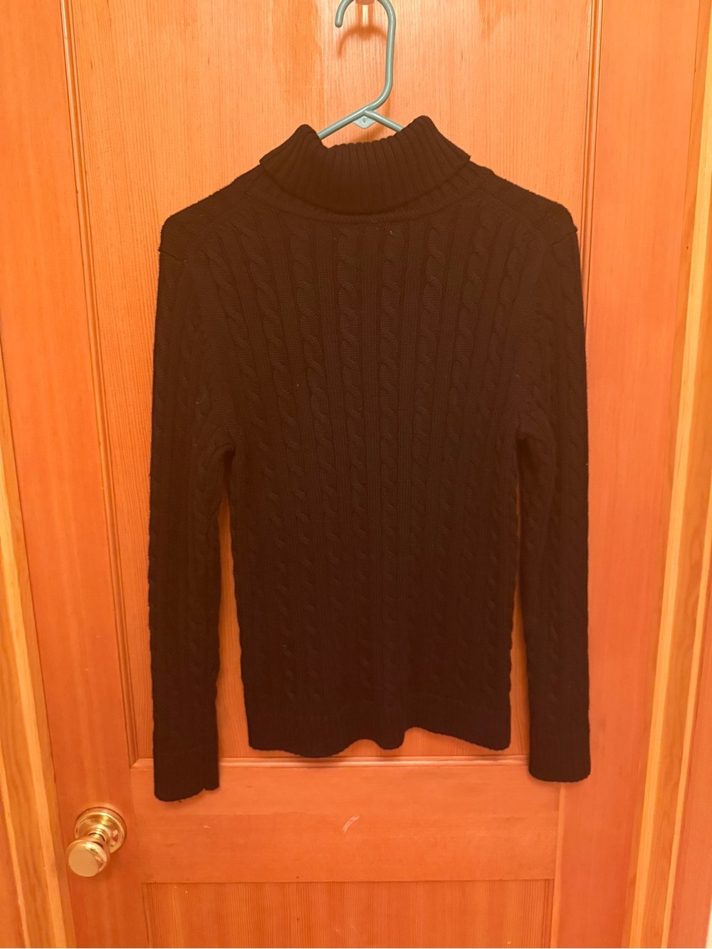 L.L. Bean Signature Black Cable-Knit Turtleneck Sweater - Women - Picture 2 of 7